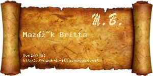 Mazák Britta névjegykártya